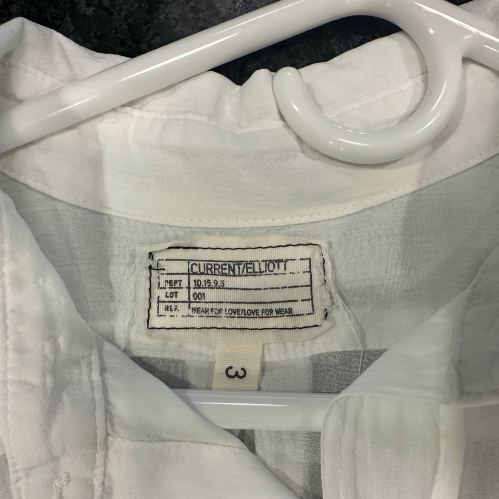 Current Elliott White Long Sleeve Button Down Shirt - size 3 - Picture 4 of 4
